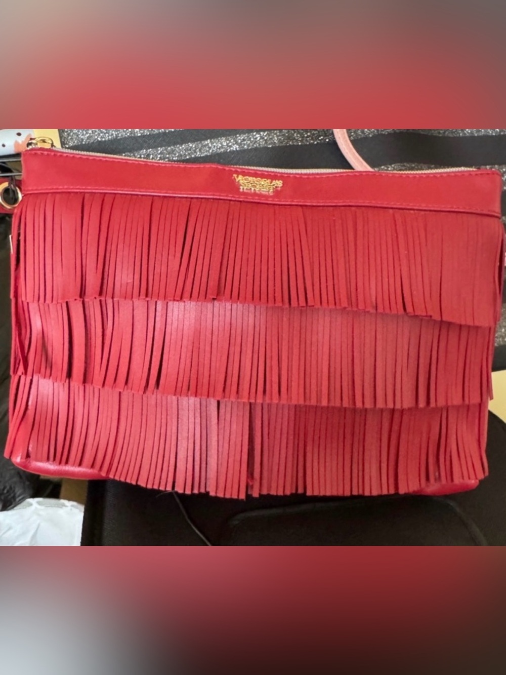 Victoria's Secret Red Fringe Wristlet Clutch | NEW With Tags